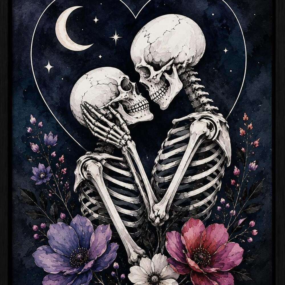 5 X 7 Framed Gothic Skeleton Couple Ebee